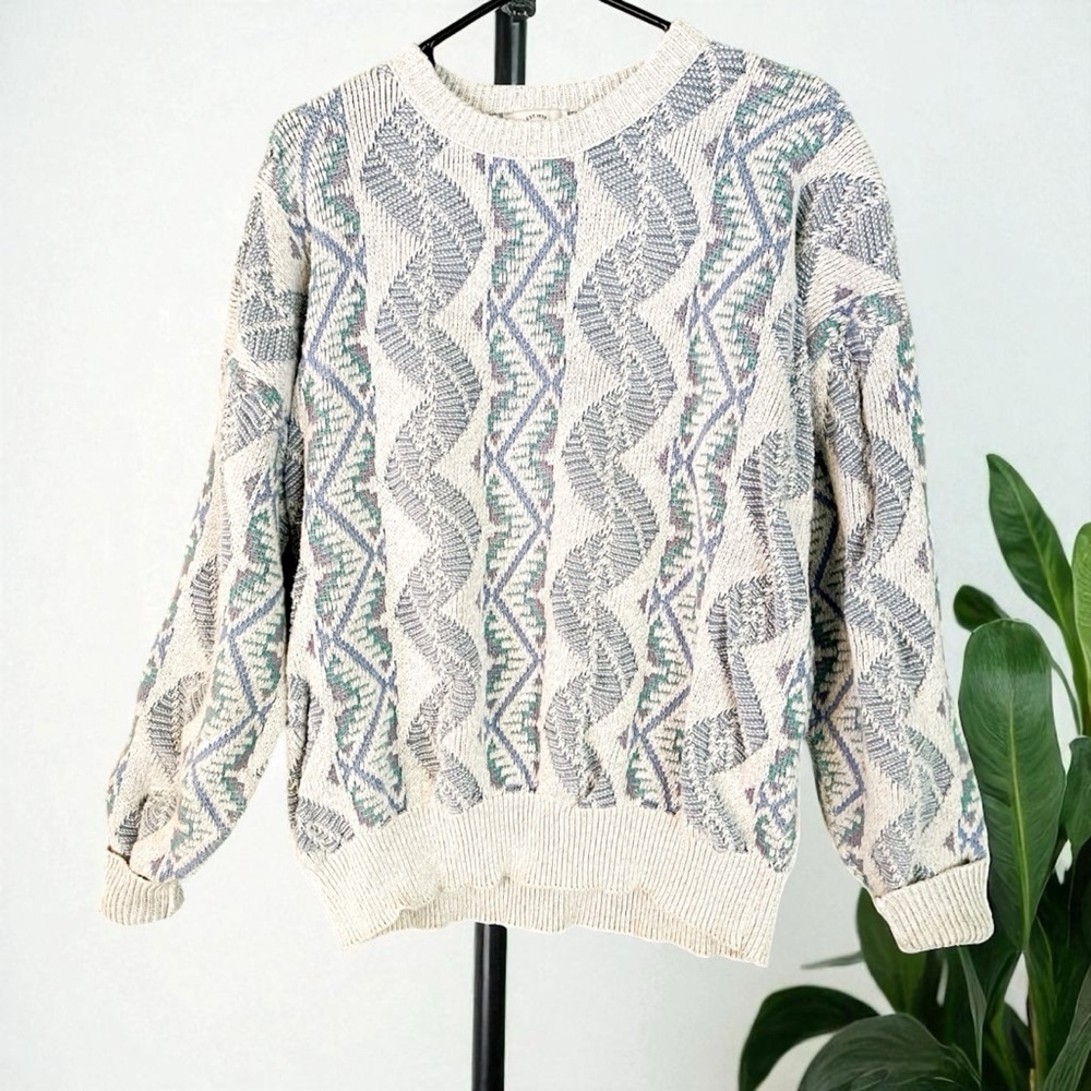 Vintage Cozy Western Aztec Boho Chunky Knit Oversized Sweater